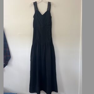 Alice by Temperley 2014 Black Pin tucked tiered Maxi dress sweetheart neck Sz.6
